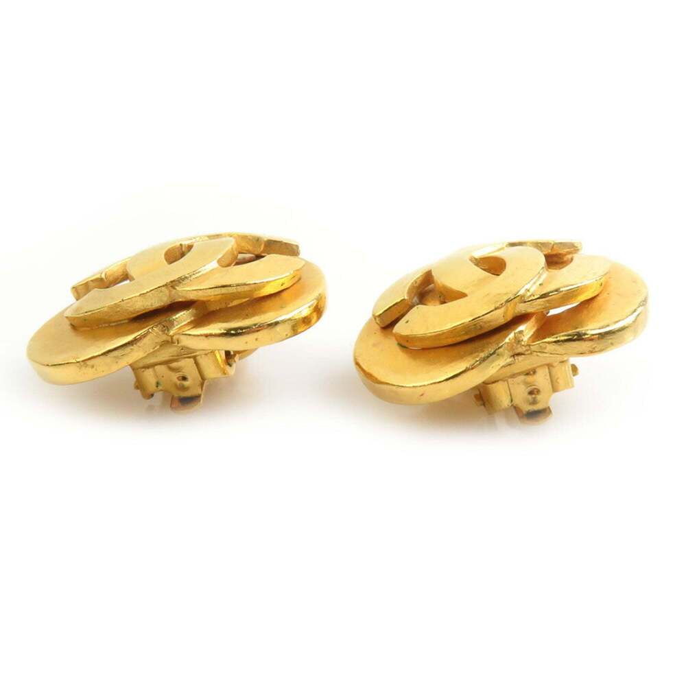 CHANEL Gold Logo Earrings - Picture 4 of 5